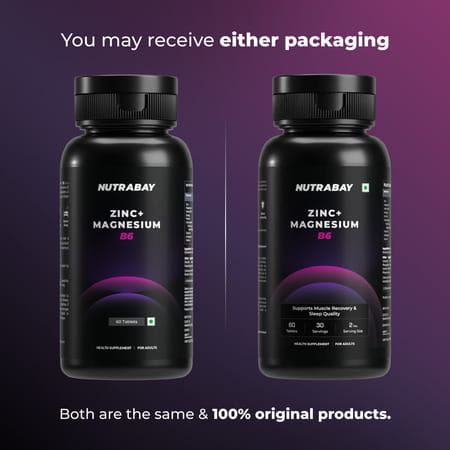Nutrabay Pro Zinc Magnesium With Vitamin B6 (Zma) | Anti Stress & Anxiety Relief - 60 Veg Tablets