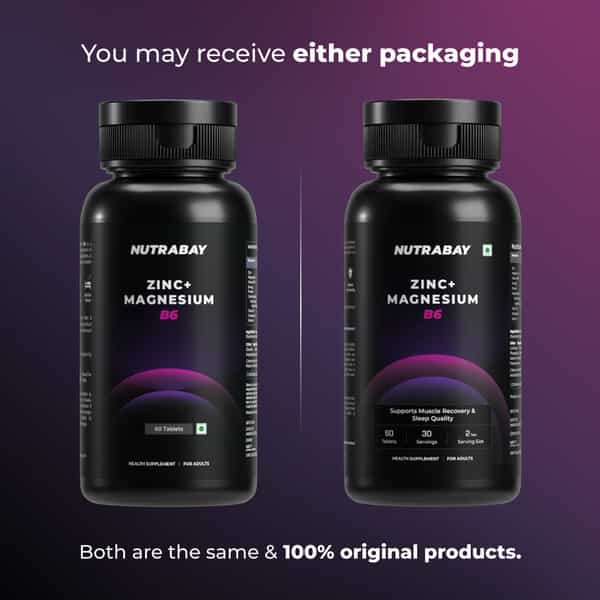 Nutrabay Pro Zinc Magnesium With Vitamin B6 (Zma) | Anti Stress & Anxiety Relief - 60 Veg Tablets