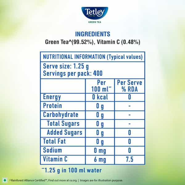 Tetley Classic Green Tea Immune With Added Vitamin C| Long Leaf Tea| 500G