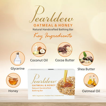 Pearldew Oatmeal & Honey Bathing Bar 75 Gm | Aloe & Butters | No Paraben (Pack Of 3)