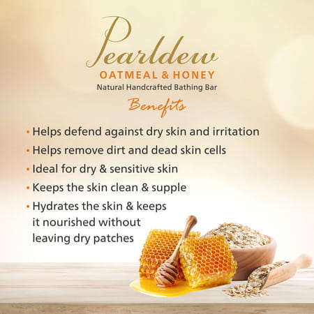 Pearldew Oatmeal & Honey Bathing Bar 75 Gm | Aloe & Butters | No Paraben (Pack Of 3)