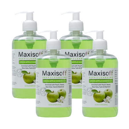 Maxisoft Deep Cleansing Handwash | Gentle & Refreshing | Green Apple | 500 Ml | Pack Of 4