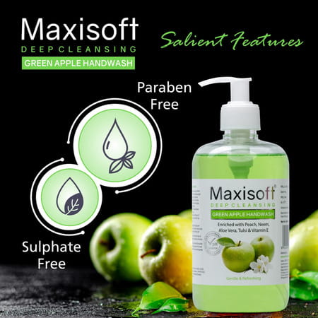 Maxisoft Deep Cleansing Handwash | Gentle & Refreshing | Green Apple | 500 Ml | Pack Of 4