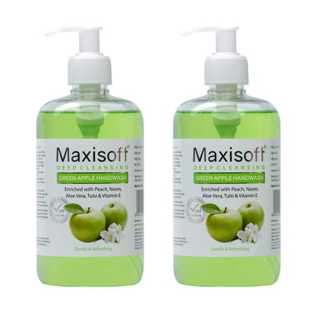 Maxisoft Deep Cleansing Handwash | Gentle & Refreshing | Green Apple | 500 Ml | Pack Of 4