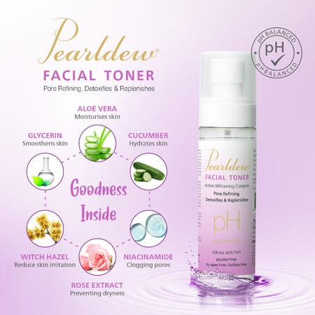Pearldew Facial Toner | All Skin Types |Cleanses Pores| Hydrates Skin | (100 Ml Pack Of 1)