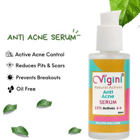 Vigini Anti-Acne Oil Control Foaming Toner Facewash 150ml|Serum 30ml|Day Night Spot Pimples Gel 50ml