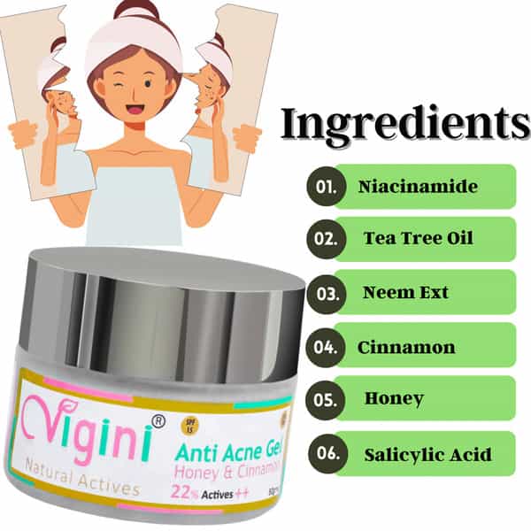 Vigini Anti-Acne Oil Control Foaming Toner Facewash 150Ml|Serum 30Ml|Day Night Spot Pimples Gel 50Ml
