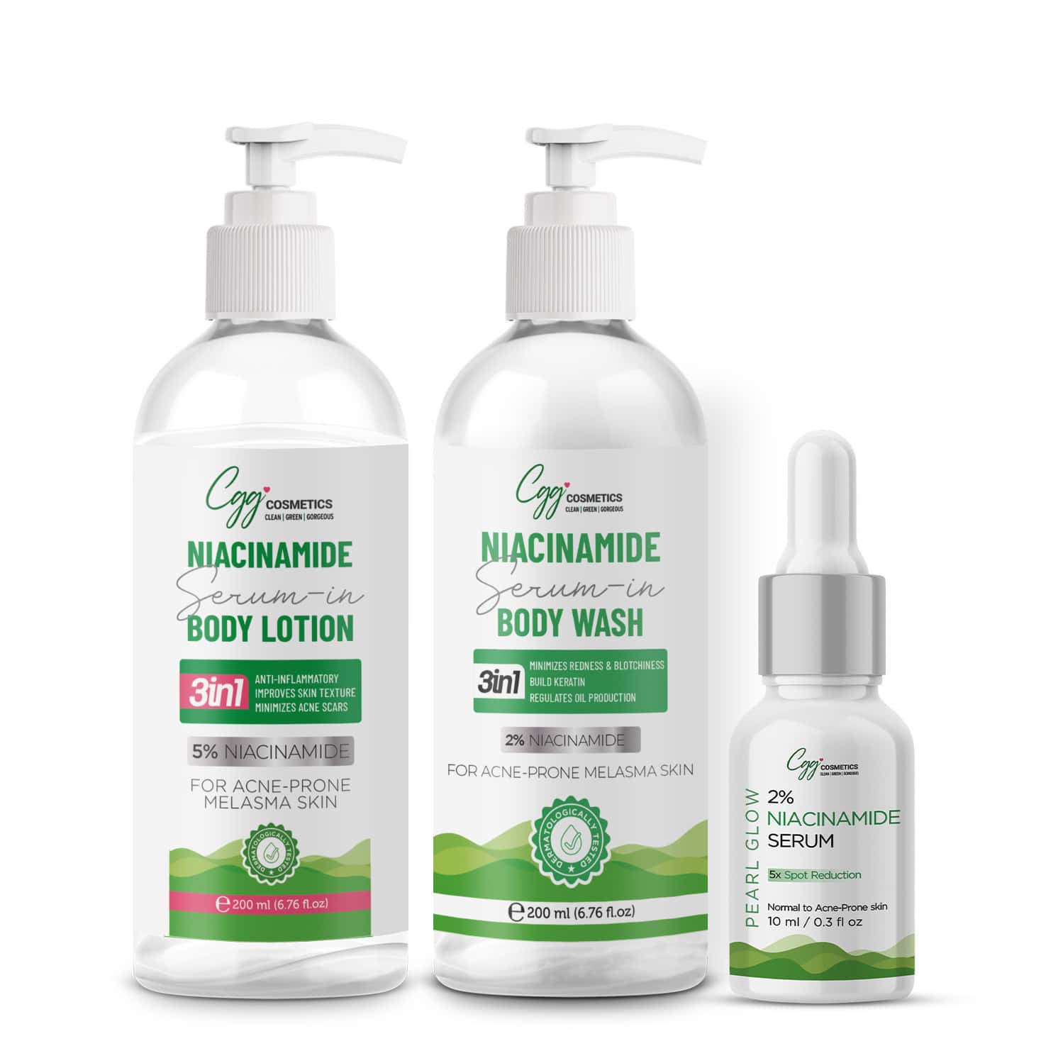 Cgg Cosmetics Niacinamide Serum In Body Lotion - Bodywash With Free Niacinamide Serum Combo 200 Ml