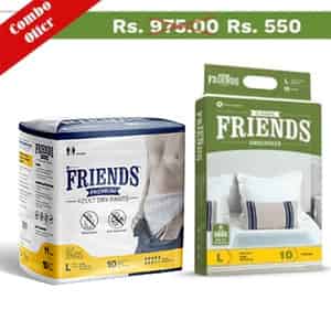 Friends Premium Adult Dry Pants Large 10 Pc Pack + Classic Underpads Combo