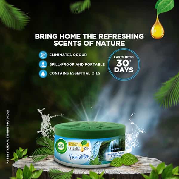 Airwick Air Freshener Gel Can Fresh Waters Suitable For Home Car & Office - 70G