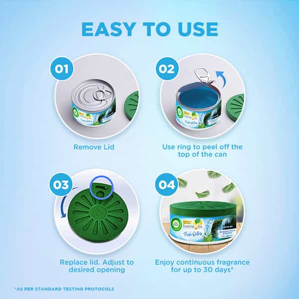 Airwick Air Freshener Gel Can Fresh Waters Suitable For Home Car & Office - 70G