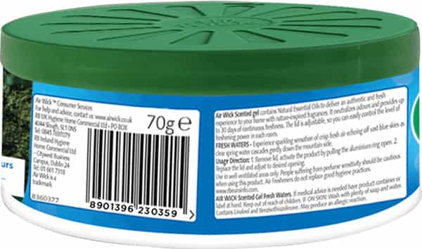 Airwick Air Freshener Gel Can Fresh Waters Suitable For Home Car & Office - 70G