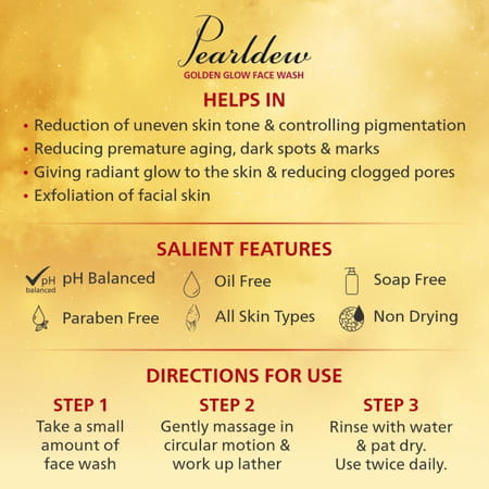 Pearldew Golden Glow Face Wash 100 Ml | Regain Your Glow With Green Tea | Aloe (Pack Of 1)