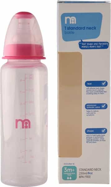 Mothercare Narrow Neck Bottle - Pink - 250Ml