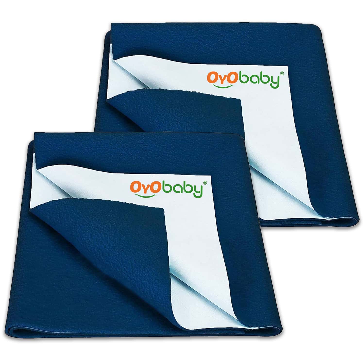 Oyo Baby Baby Waterproof Dry Sheet Cotton Bed Protector 100cm X 70cm (Pack Of 2) Dark Sea Blue