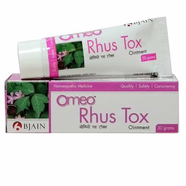 Bjain Omeo Rhus Tox Ointment| Homeopathic Support For Joint Pain . Stiffness & Muscle Relief - 30Gm