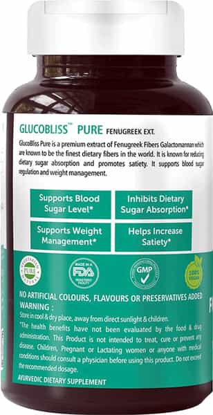 Bliss Welness Fenugreek Galactomannan For Sugar Weight&Gut Supplement For Men & Women-60 Veg Capsule