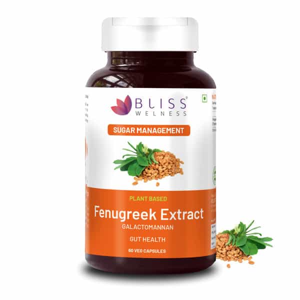 Bliss Welness Fenugreek Galactomannan For Sugar Weight&Gut Supplement For Men & Women-60 Veg Capsule