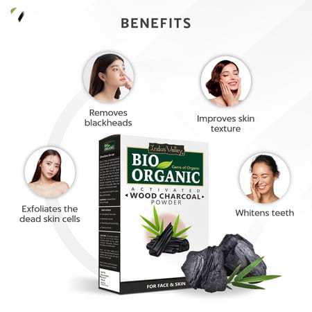 Indus Valley 100% Natural Activated Charcoal Powder Ideal For Skin Removes Dead Skin - 100g
