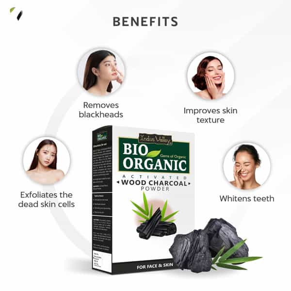Indus Valley 100% Natural Activated Charcoal Powder Ideal For Skin Removes Dead Skin - 100G