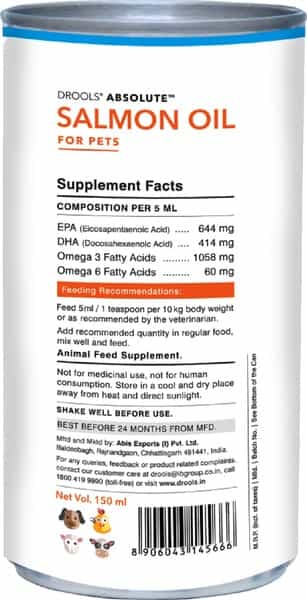 Drools Absolute Salmon Oil Syrup - Dog Supplement 150Ml