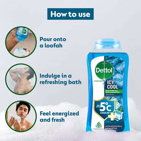 Dettol Icy Cool Body Wash And Shower Gel Bottle For Men | 250ml