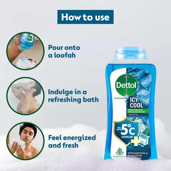 Dettol Icy Cool Body Wash And Shower Gel Bottle For Men | 250Ml