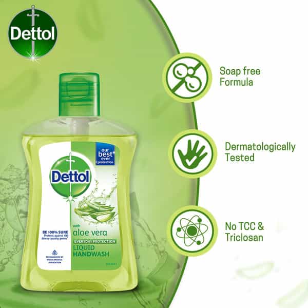 Dettol Aloe Vera Germ Protection Handwash Liquid Soap Fliptop - 200Ml