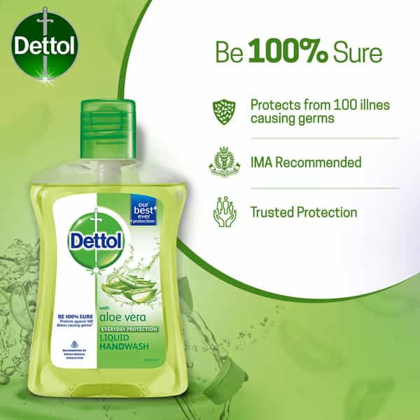 Dettol Aloe Vera Germ Protection Handwash Liquid Soap Fliptop - 200Ml