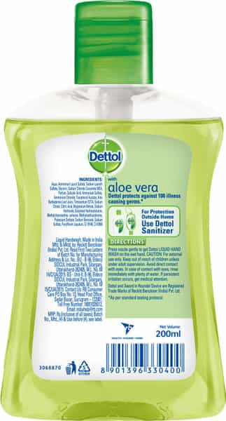 Dettol Aloe Vera Germ Protection Handwash Liquid Soap Fliptop - 200Ml