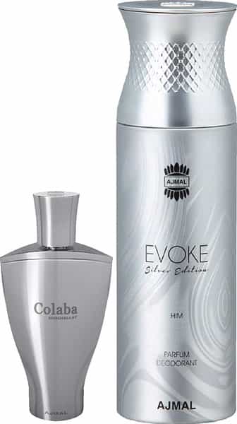 Ajmal Colaba Mukhallat Cp Attar 14Ml For Unisex & Evoke Silver Edition Him Deodorant 200Ml For Men