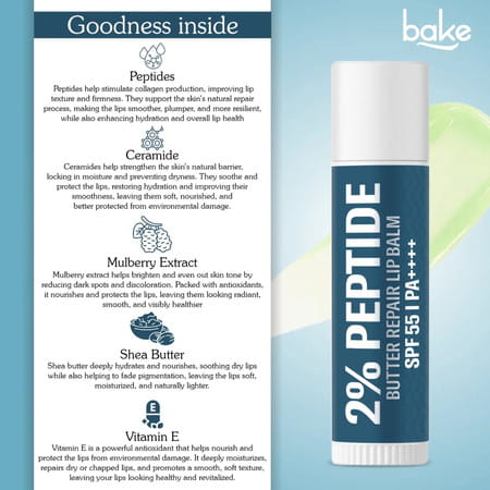 Bake Peptide + Ceramide Brightening Lip Balm Spf 55 Pa++++ For Dry | Pigmented Lips (5G)