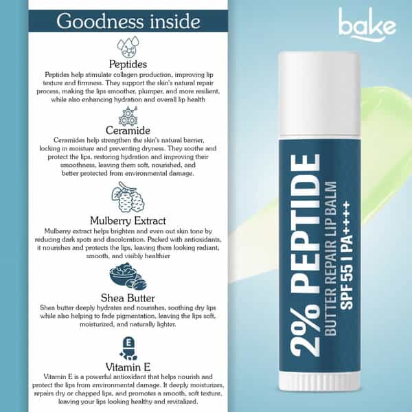 Bake Peptide + Ceramide Brightening Lip Balm Spf 55 Pa++++ For Dry | Pigmented Lips (5G)