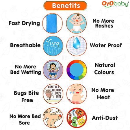 Oyo Baby Waterproof Bed Protector Baby Dry Sheet Extra Large Violet (140 Cm X 200 Cm)