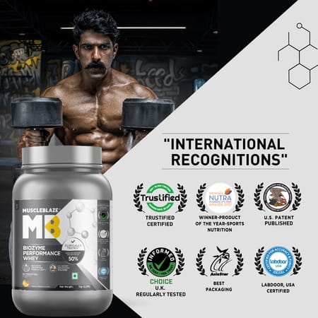 Muscleblaze Biozyme Performance Whey Protein, (Labdoor Usa Certified) (Magical Mango, 1kg / 2.2 Lb)