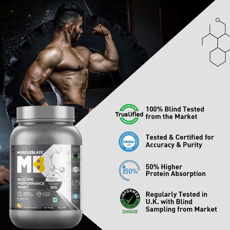 Muscleblaze Biozyme Performance Whey Protein, (Labdoor Usa Certified) (Magical Mango, 1kg / 2.2 Lb)