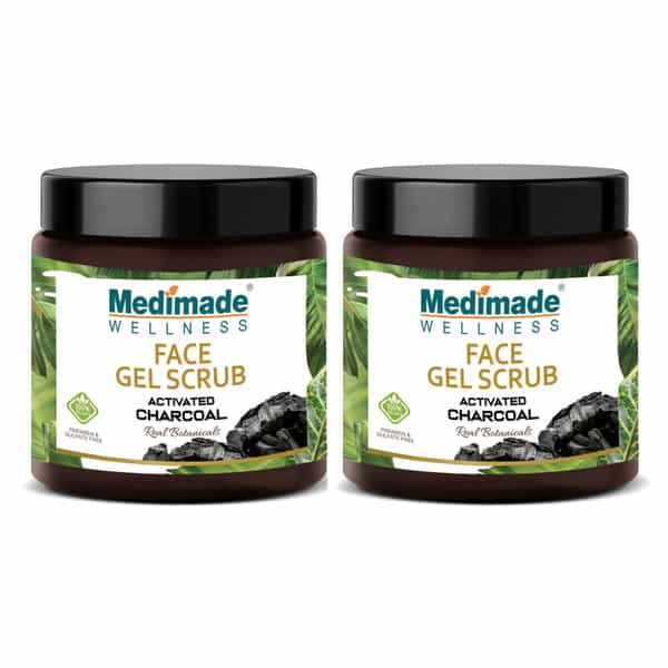 Medimade Activated Charcoal Face Gel Scrub - 100 Gm X 2 ( Pack Of 2 )