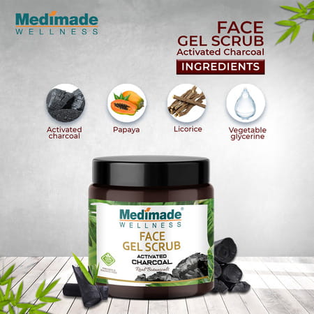 Medimade Activated Charcoal Face Gel Scrub - 100 Gm X 2 ( Pack Of 2 )
