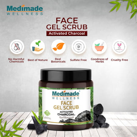 Medimade Activated Charcoal Face Gel Scrub - 100 Gm X 2 ( Pack Of 2 )