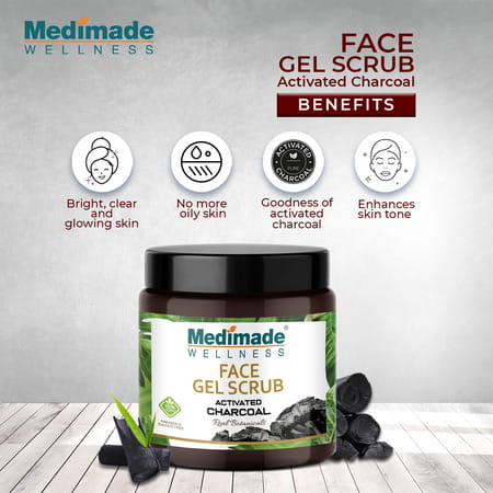 Medimade Activated Charcoal Face Gel Scrub - 100 Gm X 2 ( Pack Of 2 )