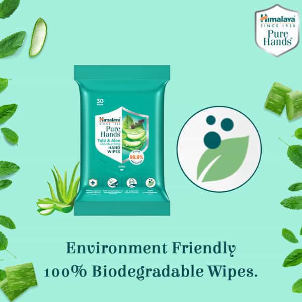 Himalaya Pure Hands-Hand Wipes - 30 Pulls-Aloe-Kills 99.9% Germs-Alcohol Based-Ph Balanced