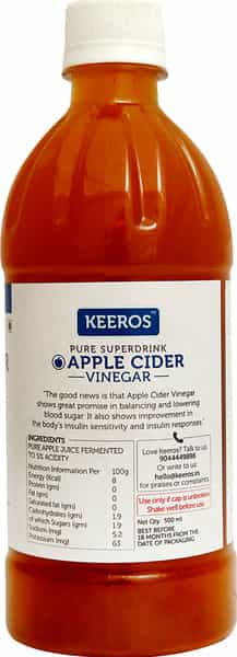 Keeros Apple Cider Vinegar With Mother Vinegar - 500Ml X Pack Of 2