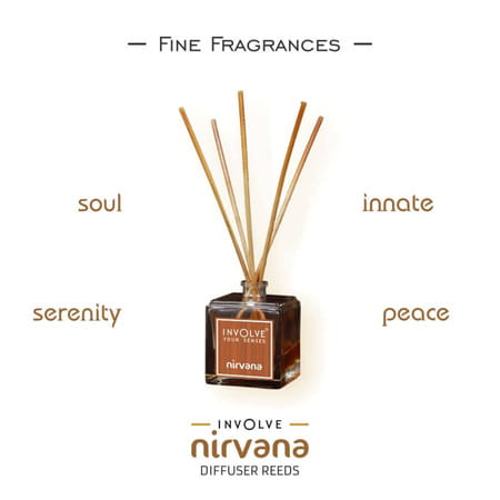 Involve Nirvana Reed Aroma Diffuser - Serenity -100ml Oil + 15 Sticks & Dispensing Bottle - Inir03