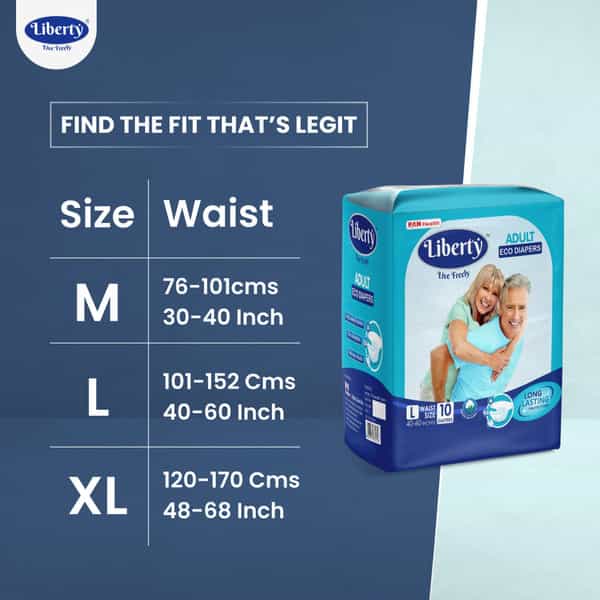 Liberty Eco Adult Diapers Large (L) 60 Count Waist Size 40-60 Inch Pack Of 6 10 Count/Pack