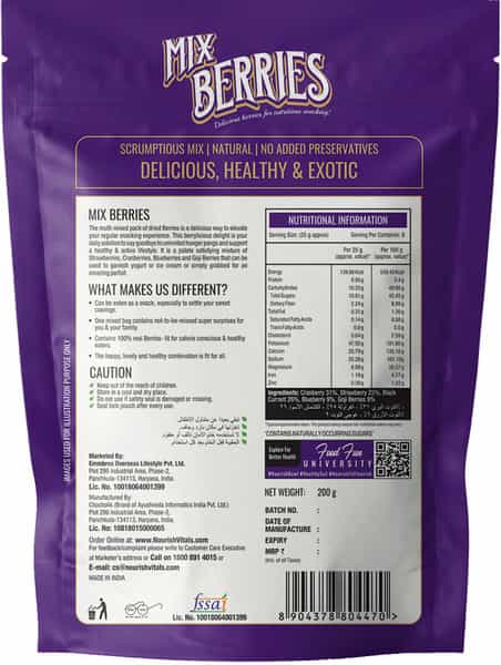 Nourishvitals Mix Berries Scrumptious Mix 200 G (Pack Of 2)