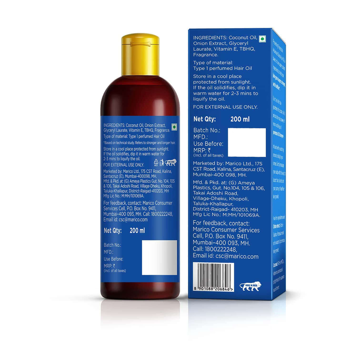 Buy PARACHUTE ADVANSED ONION HAIR OIL WITH NATURAL COCONUT OIL & VITAMIN E 200ML Online & Get