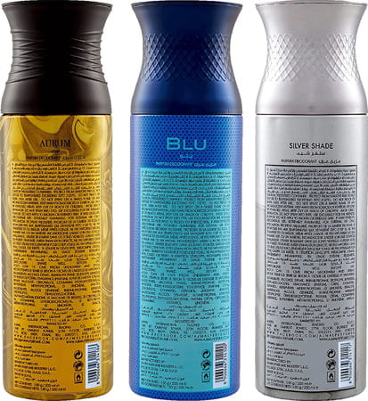 Ajmal Aurum & Blu & Silver Shade Deodorant Spray - For Men & Women (200 Ml Pack Of 3)