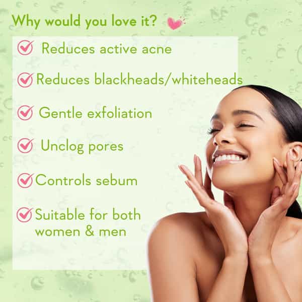 Wishcare 2% Salicylic Acid Face Wash With Aha | Greentea Chamomile - For Oil Acne Control (100Ml)