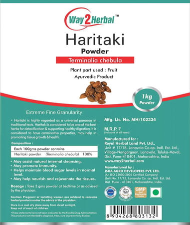 Way2herbal Haritaki Powder/Harad Powder (Terminalia Chebula) - 1 Kg