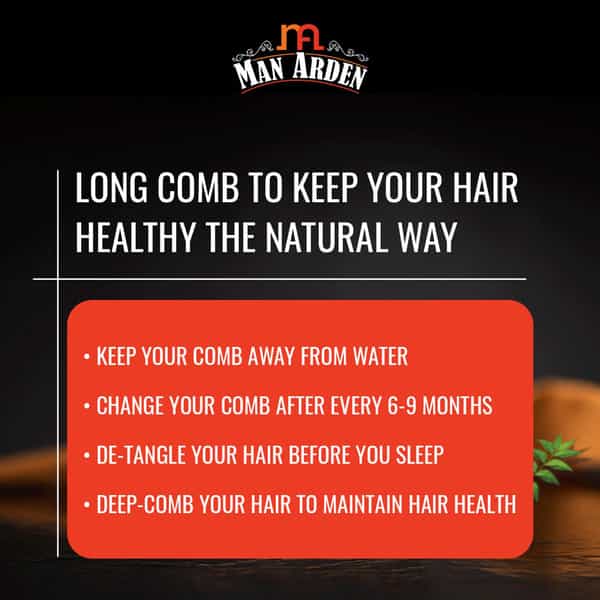 Man Arden Natural Kacchi Neem Wood Hair Comb For Healthy Scalp